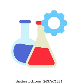 Experiment mini illustration flat color icon, use for research and development, education, industry, UI, UX kit, app and web development, digital or print.