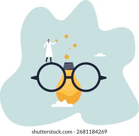 Experimente uma nova ideia criativa, pesquise para descobrir e inventar novos produtos, mentalidade de empreendedorismo ou análise de negócios .sobre um homem e sua vida.