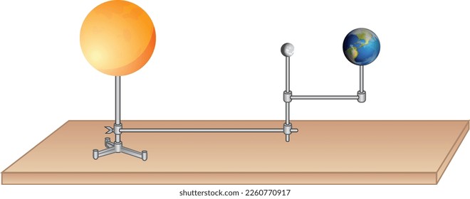 Experimentar con las estaciones. Vector de sol, luna y tierra.