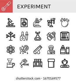 experimente iconos simples conjunto. Contiene iconos como Pipeta, Microscopio, Prueba de impresión, Tubo de prueba, Gravity, Phylogenetics, Eyedropper, Science, pueden ser utilizados para web, móvil y logotipo