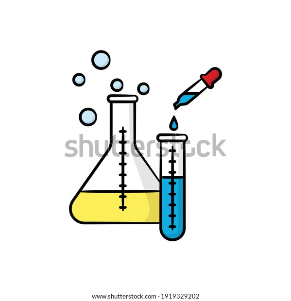 Experiment tube in drawing style isolated vector.\
Hand drawn object illustration for your presentation, teaching\
materials or\
others.