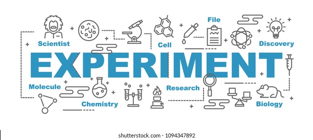 experiment vector banner design concept, flat style with icons