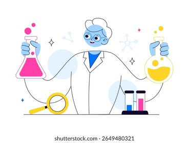 Experiment Vector Illustration Featuring a Laboratory Conducting Scientific Research, Experimentation, and Measurement to Test a Hypothesis