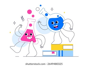 Experimente a ilustração vetorial com um laboratório realizando pesquisa científica, experimentação e medição para testar uma hipótese