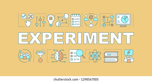 Experiment word concept banner. HR soft skills. Critical and analytical thinking. Isolated lettering typography idea with linear icons. Decision making, research, organization. Vector illustration