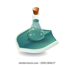 Experimental bottle on top of security shield