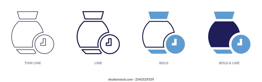 Experimental ceramics icon in 4 different styles. Thin Line, Line, Bold, and Bold Line. Duotone style. Editable stroke.