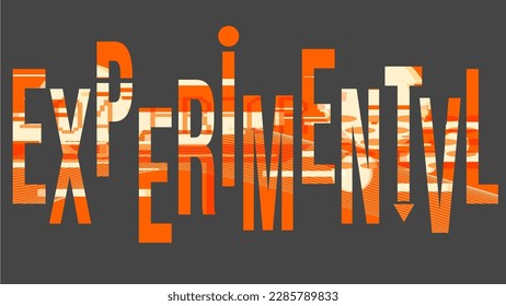 Experimental Futuristic style Orange Typography with Glitched Pattern, Grey Background