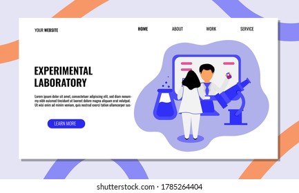 Experimental laboratory flat illustration.Concept of landing page.Vector design template isolated.