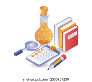 Experimental laboratory science education isometric illustration