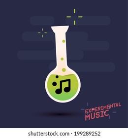 Experimental Music. Music Note In Test Tube - Vector Illustration