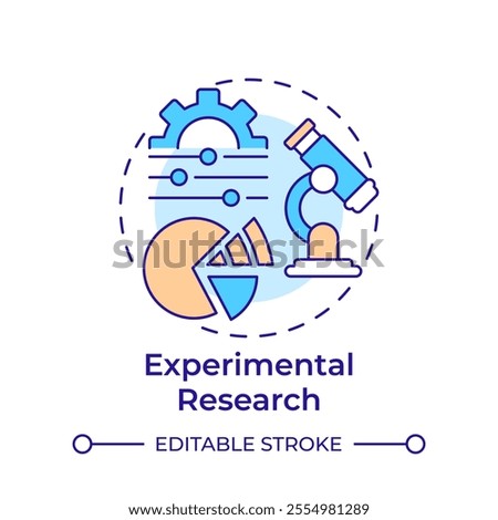 Experimental research multi color concept icon. Laboratory equipment. Education, technology. Round shape line illustration. Abstract idea. Graphic design. Easy to use in infographic, presentation