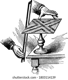 An Experimental Set-up In Which The Sand Immediately Begins To Dance On The Plate And Arrange Itself Along Nodal Lines. By Varying The Nodal Points And-bowing, Other Sand Figures May Be Produced,