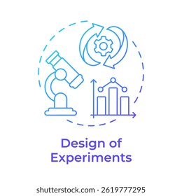 Experiments design blue gradient concept icon. Statistical chart, graph. Research, technology. Round shape line illustration. Abstract idea. Graphic design. Easy to use in infographic, presentation