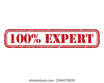 Expert 100% stamp symbol, label sticker sign button, text banner vector illustration .