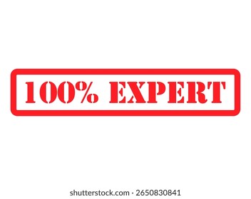 Símbolo de selo 100% especializado, botão de sinal de etiqueta adesiva, ilustração de vetor de banner de texto .