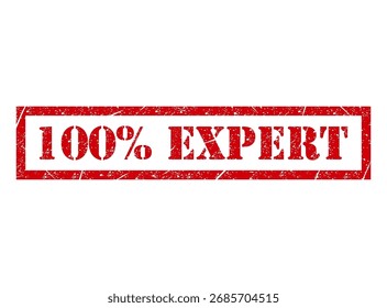Expert 100% stamp symbol, label sticker sign button, text banner vector illustration .