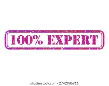 Expert 100% stamp symbol, label sticker sign button, text banner vector illustration .