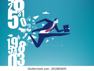 Expert accountant. Breaking the wall created from numbers. Business concept illustration.