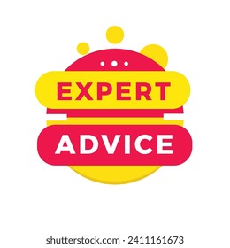 Expert advice banner design red label icon. flat style Vector template isolated on white background.