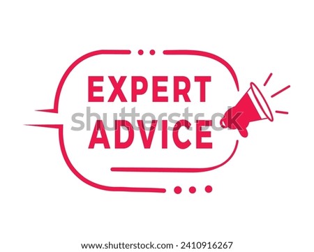 Expert advice banner design red badge icon. flat style Vector template isolated on white background.