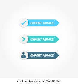 Expert Advice Banners Buttons Icons Set