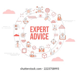 expert advice concept with icon set template banner and circle round shape