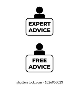 Expert Advice Free Advice Consultancy Business Center Icons Labels Vector
