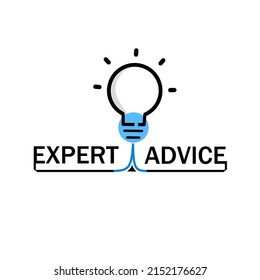 Expert advice icon. Expert advice badge with lightbulb. Vector illustration.