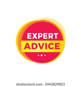Expert advice red label icon for announcement, advertising, vector. Modern design template for banner.