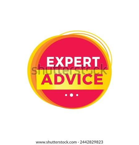 Expert advice red label icon for announcement, advertising, vector. Modern design template for banner.