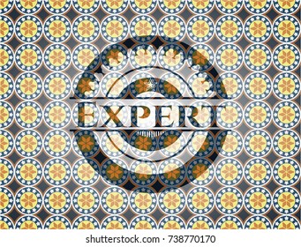 Expert arabic style badge. Arabesque decoration.