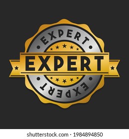 Expert Badge Icon Seal. Professional Illustration Vector Stamp Design. Vintage Retro Style Insignia.