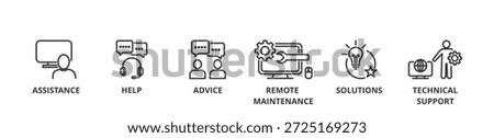 IT Expert banner vector illustration concept with icon of assistance, help, advice, remote maintenance, solutions and technical support  