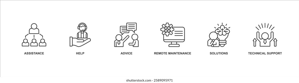 IT EXPERT banner web icon sheet vector illustration concept with icon of assistance, help, advice, remote maintenance, solutions, technical support