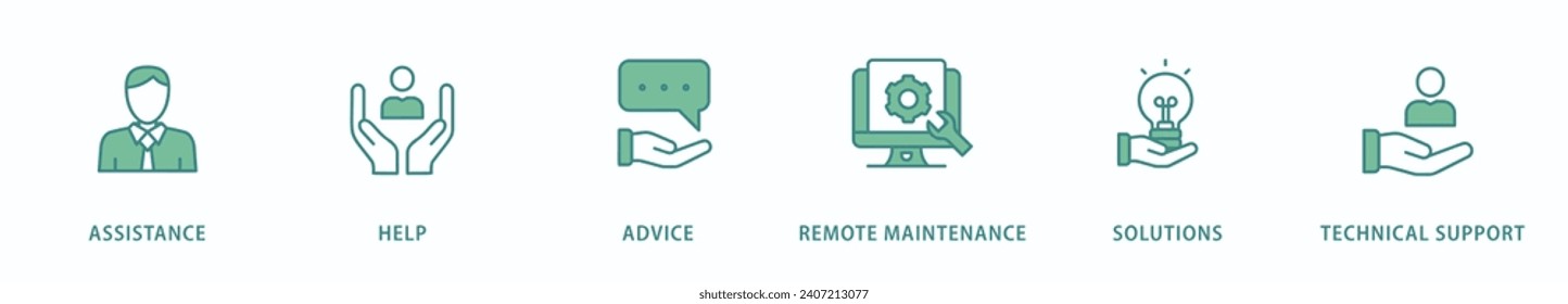 IT Expert banner web icon vector illustration concept with icon of assistance, help, advice, remote maintenance, solutions and technical support