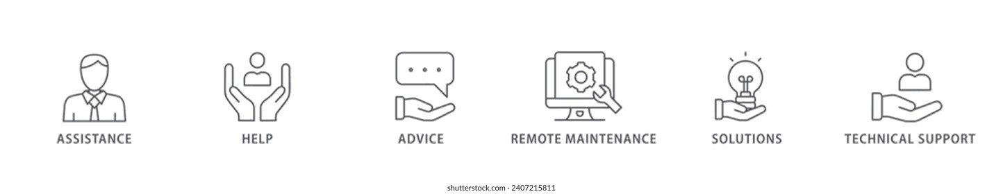 IT Expert banner web icon vector illustration concept with icon of assistance, help, advice, remote maintenance, solutions and technical support