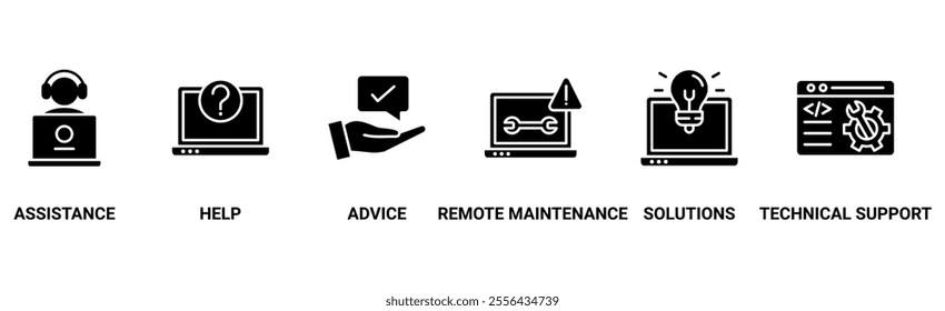 IT Expert banner web icon vector illustration concept with icon of assistance, help, advice, remote maintenance, solutions and technical support
