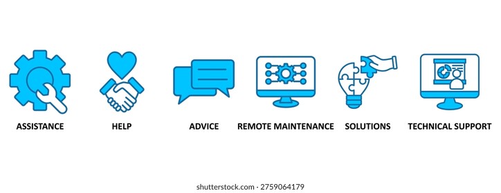 IT Expert banner web icon vector illustration concept with icon of assistance, help, advice, remote maintenance, solutions and technical support