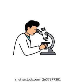 Expert Biologist Conducting Research with Microscope White Background Cellular Analysis