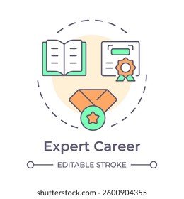 Expert career multi color concept icon. Specialist knowledge. Education, learning. Certification, license. Round shape line illustration. Abstract idea. Graphic design. Easy to use