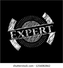 Expert chalkboard emblem written on a blackboard