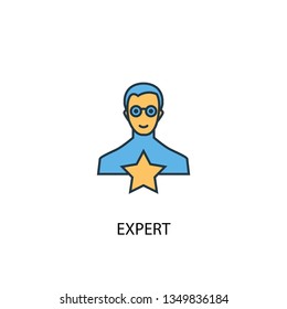 Expert concept 2 colored line icon. Simple yellow and blue element illustration. Expert concept outline symbol design