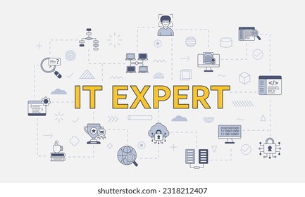 it expert concept with icon set with big word or text on center