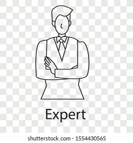 Expert concept  on transparency background. Creative idea process project. Flat vector illustration use for brochure, web page or template.