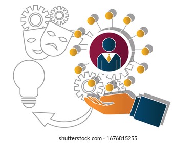 Expert concept on white background. Creative idea design. Flat vector illustration for template, brochure or presentation.