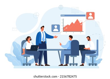 Expert concept. Professional business adviser provides solutions for business. Expertise and corporate consultancy. Idea of strategy management and troubleshooting. Flat vector illustration
