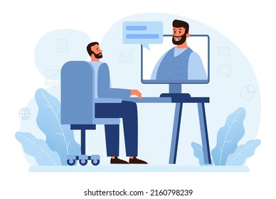 Expert concept. Professional business adviser provides solutions for business. Expertise and corporate consultancy. Idea of strategy management and troubleshooting. Flat vector illustration