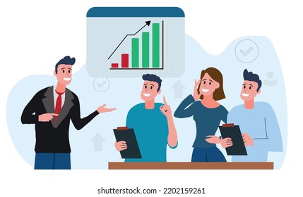 Expert concept. Professional business adviser provides solutions for business. Expertise and corporate consultancy. Idea of strategy management and troubleshooting. Flat vector illustration.