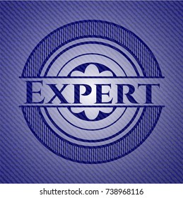 Expert emblem with denim high quality background